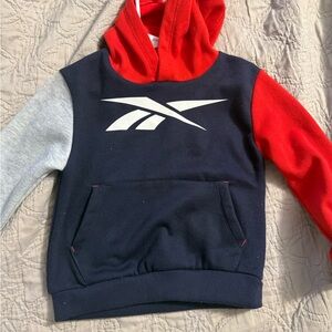 Reebok Kids' Navy and Red Hoodie with Gray Sleeve